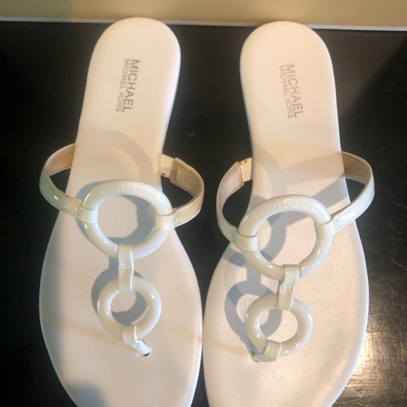 MICHAEL KORS NWT SANDALS LEATHER WHITE 7.5 - Picture 6 of 7